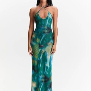 Elegant Green Halter Maxi Dress